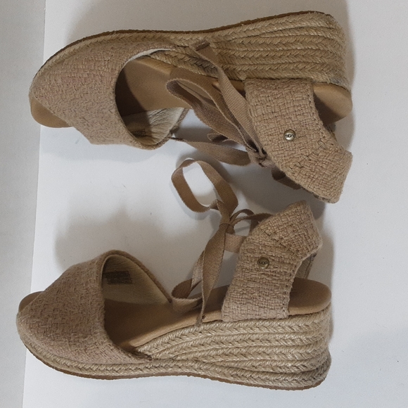Ugg Australia Delmar espadrille wedge sandals cotton Weave upper natural size 9 - Picture 5 of 11